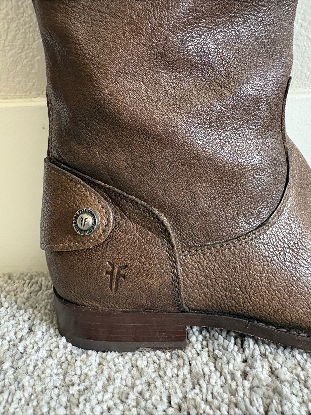 Frye Melissa  zip up Tall Brown Leather Boots size 8 - Picture 11 of 13